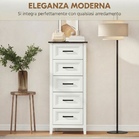 Cassettière 5 tiroirs, armoire haute de rangement pour salon et chambre à coucher (1/5)