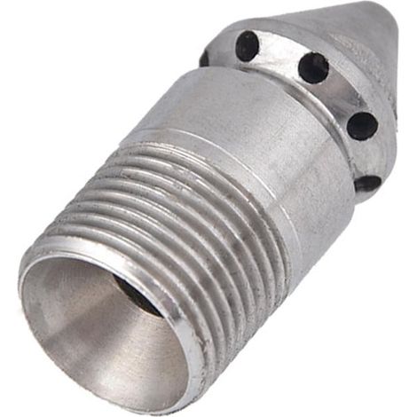 Buse de nettoyage pour égouts, nettoyeurs haute pression et perceuses, filetage 3/8 BSP, 1 à l'avant, 8 à l'arrière, idéale pour le débouchage et le nettoyage des canalisations. (1/5)
