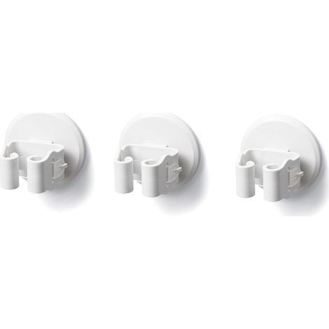 3 Pieces Self-Adhesive Wall-Mounted Broom Holder, Mop Holder, Wall-Mounted Broom Hook, No Drilling Required, Broom Clip, White Mop Holders, Broom Hook for Bathroom Door (1/5)