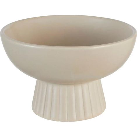 Atmosphera – Coupelle déco en céramique 22cm – Matière dolomite – Couleur beige – Design sur pied élégant pour décoration intérieure
