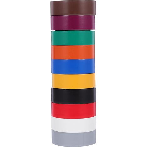 PATKAW Bande Aislante Électrique PVC 10 Rouleaux Couleurs 18 MM X (1/5)
