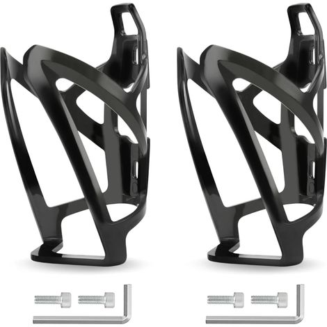 Lot de 2 Porte-bidons pour vélo – Porte-gobelet en Plastique PC Haute résistance – Porte-gobelet pour VTT, vélo de Route et VTT – avec vis et Outil de Montage, Noir