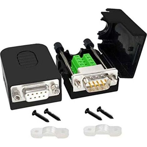 Connecteur Sans Soudure DB9 RS232 D-SUB SéRie Vers Terminal de Port 9 Broches Adaptateur Mâle avec éTui (1 PièCes-Mâle + 1 PièCes-) (1/4)