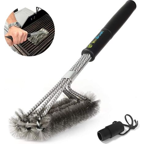 BBQ Grill Brush, Nettoyant pour Soies de Barbecue en Acier Inoxydable Triangle Metal, Outils de Nettoyage Parfaits pour Les Grilles de Cuisson, Grilles et Brûleurs, Porcelaine, Céramique (1/5)