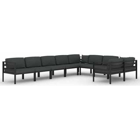 Maison Exclusive - 9-tlg. Garten-Lounge-Set mit Kissen Aluminium (1/5)