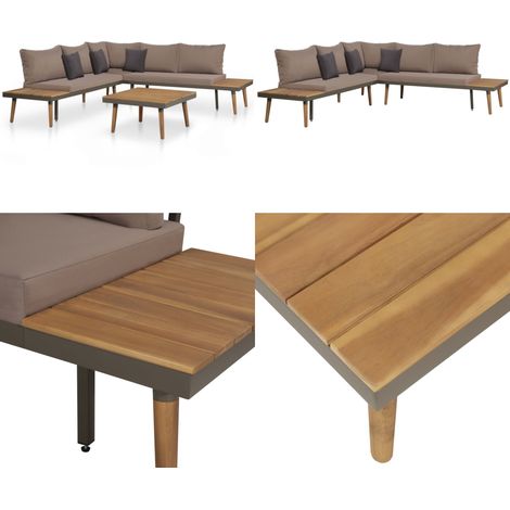 4-tlg. Garten-Lounge-Set mit Auflagen Massivholz Akazie Braun - Gartensortiment - Gartenmöbeln - Lounge Möbel - Holz Gartenmöbel - Esszimmergarnitur - Home & Living (1/5)