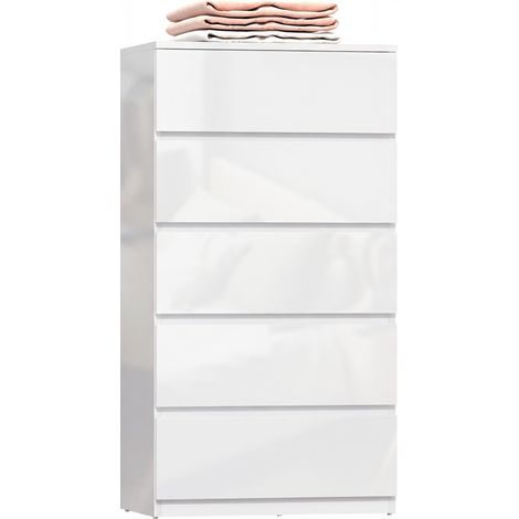 HOMCOM Bedroom Chest of Drawers, 5 Drawers Dresser, Drawer Unit, White (1/5)