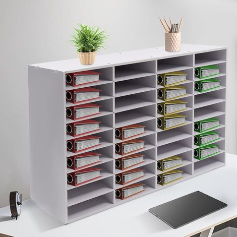 Organisateur de bureau - Étagère de rangement - Organiseur de littérature - Porte-documents - 36 compartiments - Blanc
