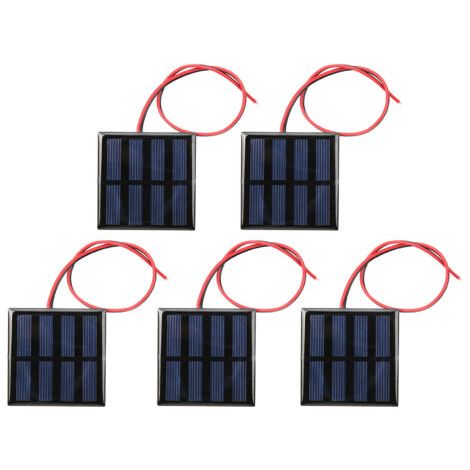 Mini panneau solaire, 5 pièces, Module d'alimentation, panneau avec ligne rouge noire de 30CM, DC2V 150mA (1/5)