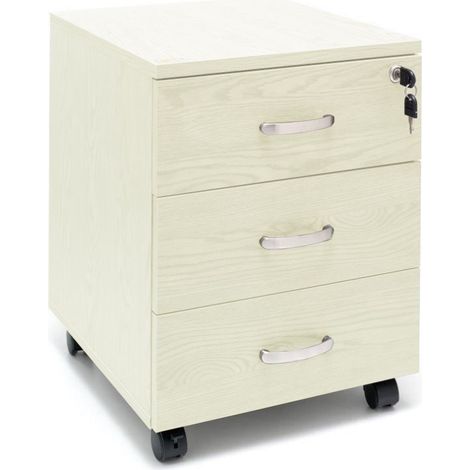 Marvin Cassettiera Ufficio In Legno Chiave Sicurezza Con Ruote Per Scrivania Tavolo 3 Cassetti Ripiani Grigio Ghiaccio (1/2)