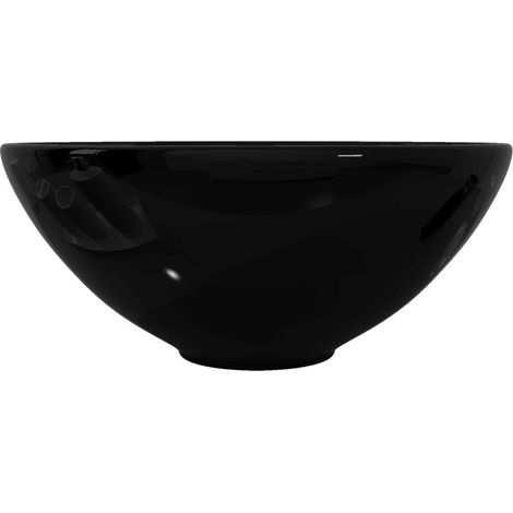 Bassin d'évier rond céramique Noir pour salle de bain (1/5)