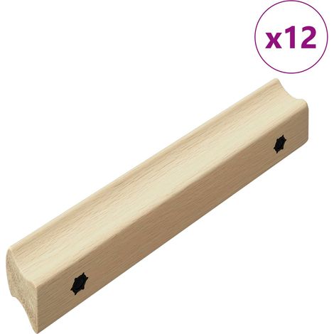 Straight Handle 12 pcs Natural Wood Color 130 x 25 x 30 mm vidaXL
