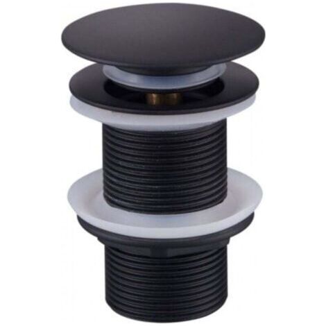 Bonde de Lavabo Noir Sans Trop Plein, Bonde de Lavabo Pop Up Noir Universelle, Bonde de Vidage Sans Trop Plein, Bonde de Vidange Sans Trop Plein, Bonde Pop Up Automatique pour Vasque a Poser (1/5)