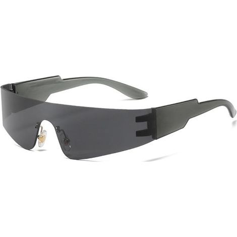 Lunettes de soleil futuristes Wekity style punk, sans monture, monobloc, à verres miroirs, pour femmes et hommes (1/4)