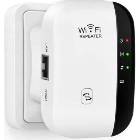 Répéteur WiFi, amplificateur de signal réseau sans fil 300 Mbps 2,4 GHz avec fonctions AP/RP et WPS, compatible avec toutes les box Internet (1/5)