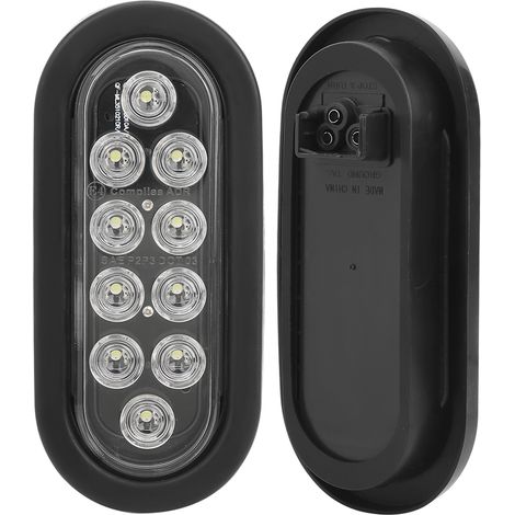 2 Stück 10-LED-Seitenmarkierungsleuchten, 15,2 cm (6 Zoll), oval, IP67 wasserdicht, Aufputzmontage, für LKW-Anhänger, Weiß (1/5)