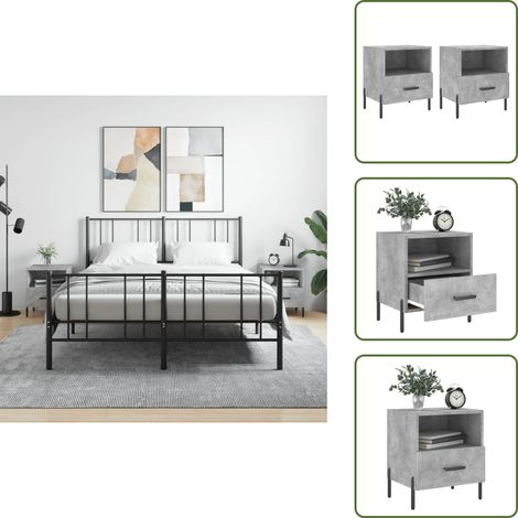 Nachttische 2 Stk. Betongrau 40x35x47,5 cm Holzwerkstoff - Beton Tisch - Nachttisch Set - Wohnzimmer Möbel - Holzwerkstoff Möbel - Grau Nachttisch (1/5)