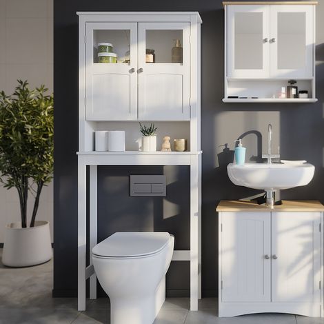 Toilettenschrank Bianco, Weiß, 69 x 171 cm, Vicco