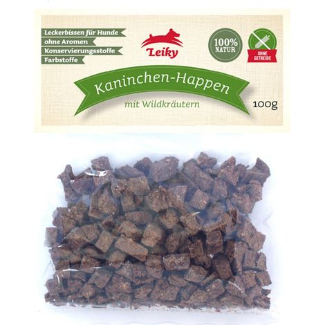 Kaninchenfleisch 95% mit Brennnessel 100g Hundeleckerli Omega-Säuren Leiky