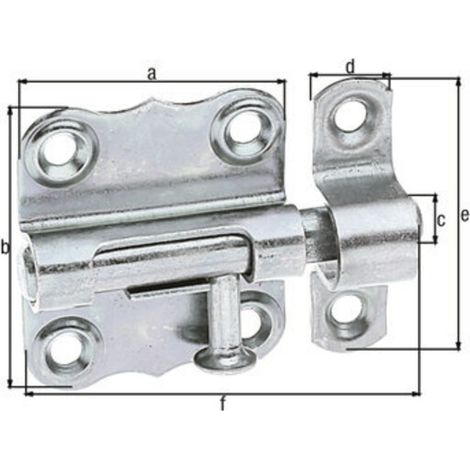 Alberts 123352 Grendelriegel mit Knopfgriff und ohne Feder galvanisch verzinkt, dickschichtpassiviert Platte 33 x 35 mm Bolzen-Ø 7 mm (1/3)