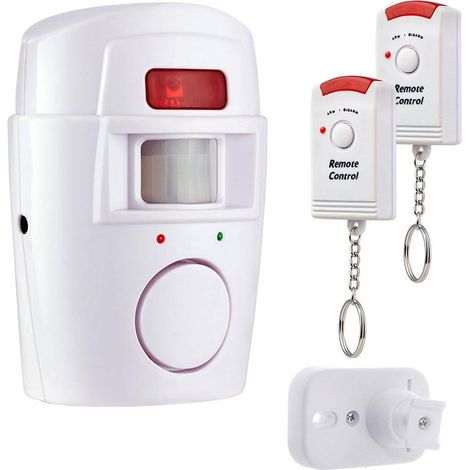 Détecteur de mouvement PIR sans fil avec 2 télécommandes, système d'alarme de sécurité pour porte fenêtre pour maison (1/5)
