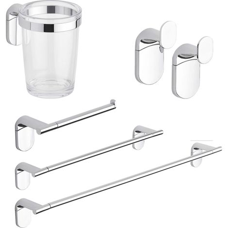 Set kit juego de accesorios de baño toallero de acero y ABS 5 piezas mod. Zero Cromo