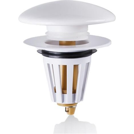 BUNTHAUS Bouchon d'évier de rechange en céramique pour trou de vidange de 34 mm à 40 mm, bouchon d'évier pop up en céramique pour baignoire, cuisine, lavabo (blanc) (1/5)