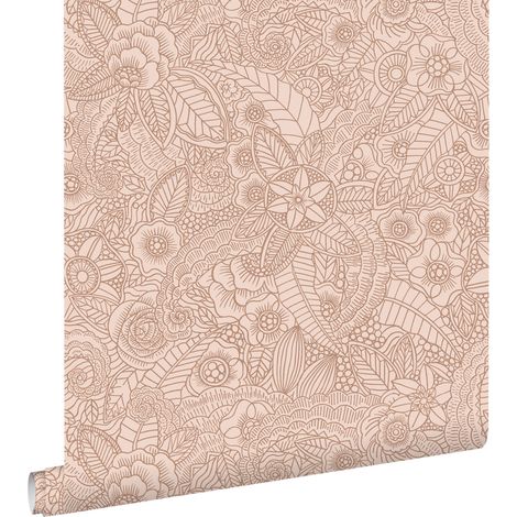 papier peint fleurs rose terracotta  - ESTAhome (1/5)