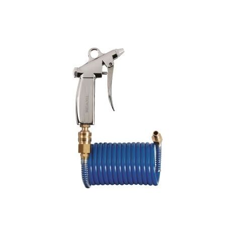 Nom: Kit pistolet-tuyau spiralé DI 6mm DE 8mm L.5m bleu raccord DN 7,2 TECWERK (1/3)