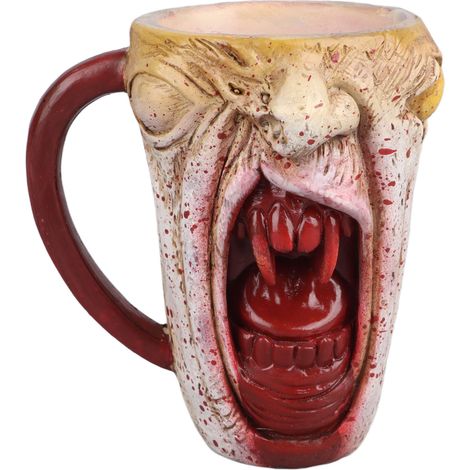 Mug demi-visage de vampire en résine, style gothique, tasse à café décorative et multifonctionnelle pour femmes et hommes. (1/5)