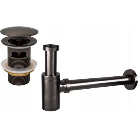 Mexen semisifone per lavabo tondo con tappo click-clack, con troppo pieno, grafite - 7992050-66 (1/3)