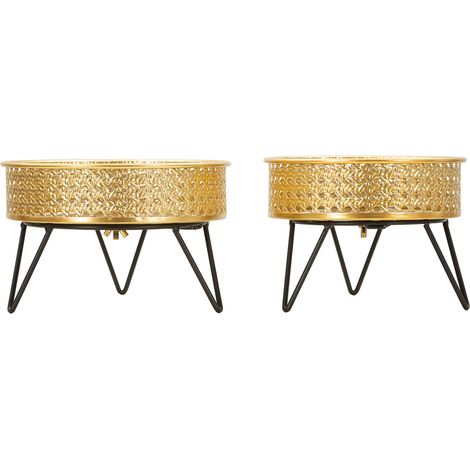 Vaso, set 2 Vasi, Portavasi Rimovibili Colore Struttura Nero, oro - BarHar (1/5)