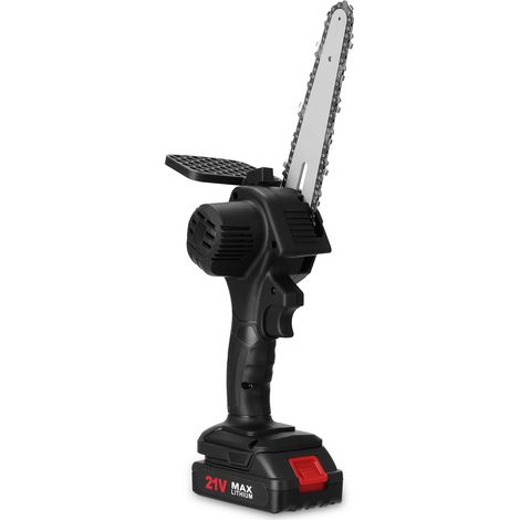 Tragbare 15 cm (6 Zoll) 21 V elektrische Astsäge (zwei Akkus) mit stufenlos einstellbarer Geschwindigkeit, kleine wiederaufladbare Holzspaltbürste, Kettensäge, Holzbearbeitungswerkzeug