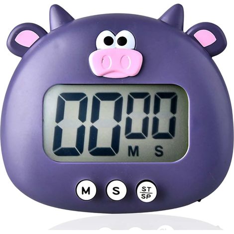 Temporizador de cocina digital con diseño de animales de dibujos animados, temporizador de cuenta regresiva para niños, pantalla LCD, temporizador magnético de cocina con interruptores de encendido y  (1/5)