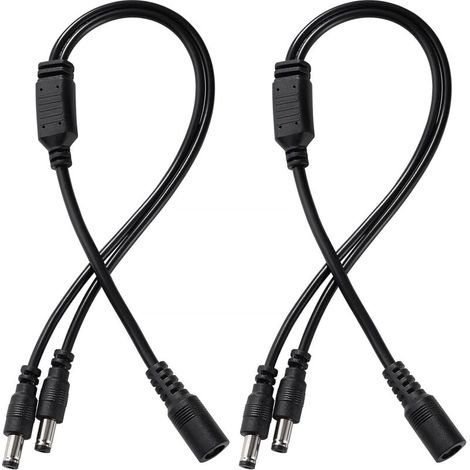 2 Stück 5,5 x 2,1 mm 5–24 V 1 Buchse auf 2 Stecker DC-Kabelverteiler, 2-Wege-DC-Stromkabelverteiler, für Überwachungskameras, LED-Streifen (1/4)