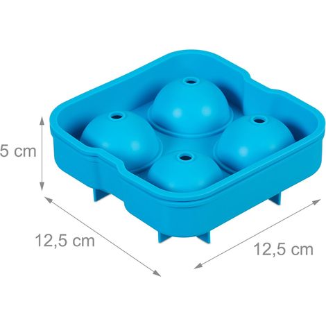 Set di 2 portaghiaccio rotondi design ergonomico 4 scomparti sformatura rapida 10 x 10 x 5 cm in silicone blu 130015373