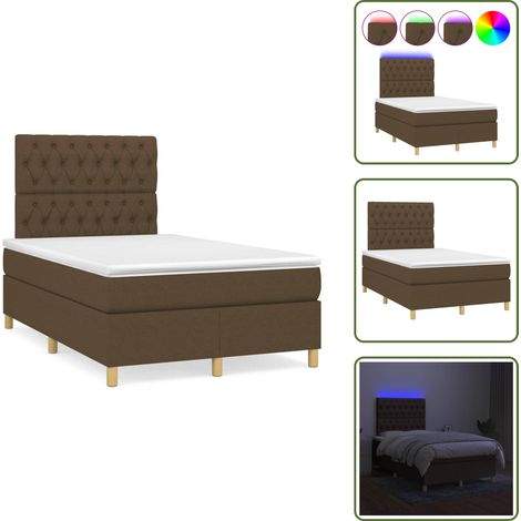 The Living Store Sommier à lattes de lit matelas et LED marron foncé 120x190 cm - Sommier tapissier (1/5)