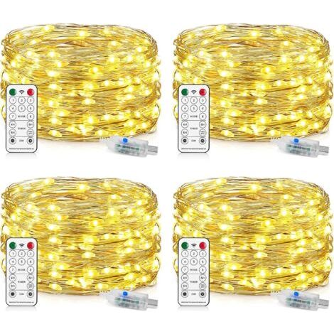 10 m USB-Lichterkette, 100 Kupfer-LEDs, 8 Dimmstufen mit Fernbedienung und Timer, wasserdichte Weihnachtsbaumbeleuchtung, Kupferdrahtdekoration [Energieklasse E]