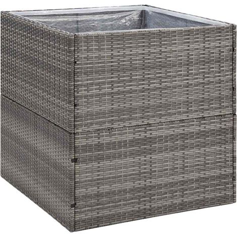 Maison Exclusive - Pflanzkübel Grau 80x80x80 cm Poly Rattan (1/5)