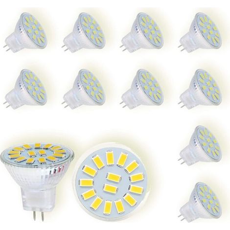 Ampoules LED MR11 GU4 12V, Blanc Froid 6000K, 4W Equivalent à 40W lampe halogène, 500LM, 120° Angle, Ampoules LED Spot Non Dimmable, Lot de 10 (1/5)