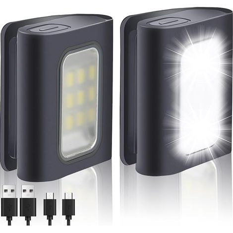 Lampe de Course à Pied, Lot de 2 Équipements Réfléchissants LED Rechargeables USB, Lampes à Clipser pour Coureurs, Camping, Randonnée et Activités d'Aventure en Plein Air (1/4)
