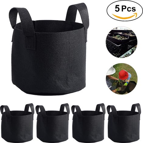 Schwarzer Pflanzsack, belüfteter Stofftopf für Gemüse und Blumen, 20 x 25 cm (11 l) Pflanzgefäß (1/3)
