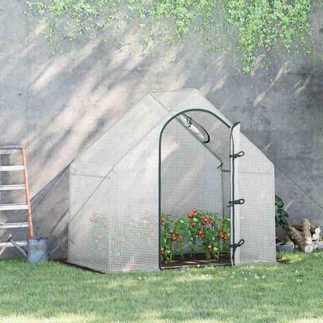 Invernadero 180 x 100 x 168 cm invernadero de pelicula con puerta enrollable invernadero casa para tomates con ventana superior lamina de rejilla de pe casa de plantas resistente al invierno para 2115 (1/5)