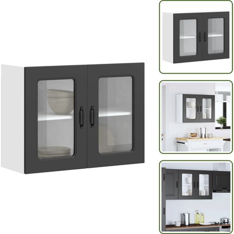 Armario cocina con puerta de cristal - vidaXL Armario pared cocina puerta de cristal Kalmar negra -