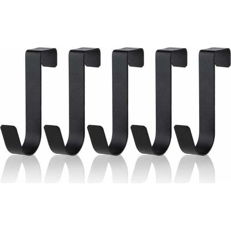 Set di 5 ganci portasciugamani in acciaio inox – Resistenti all'acqua – Installazione senza attrezzi – Per porte doccia e vetro – Nero opaco
