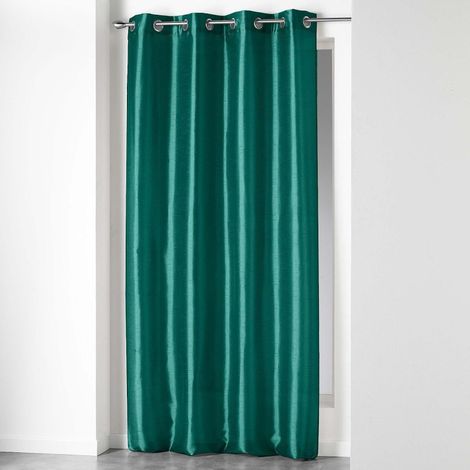 Rideau à oeillets en shantung Shana - Vert Emeraude - 140 x 240 cm - Livraison gratuite (1/5)