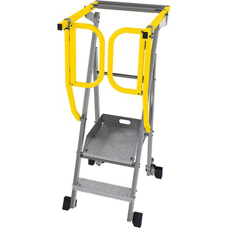 Escabeau roues escamotables 2 marches - Hauteur max. de travail 2.50m - PAM2-PS/R