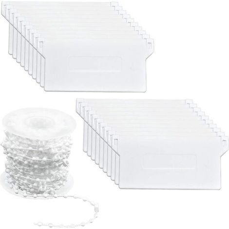 20 Pièces Poids de Store Vertical Lattes Inférieure 89 mm (3,5 Pouces) & 10m Plastique Chaînes Aveugles Verticales pour Kit de Réparation de Stores Verticaux Rideaux, Blanc (1/5)