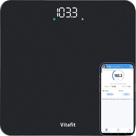 Balance Pese Personne Numérique, Haute Précision Assurée par Professionnelle du Pesage DEPUIS 2001, Balance Poids IMC avec App, 182kg in 0.05kg, Spray Argent Noir (1/5)