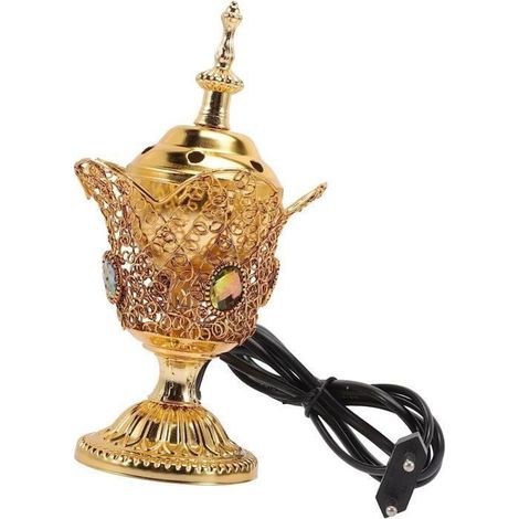 1 brûleur d'encens électrique en métal, cadre oriental, brûleur d'aromathérapie pour yoga et détente à domicile